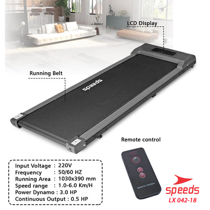 SPEEDS Treadmill Elektrik Walking Pad Treadmil Listrik Alat Olahraga Gym Fitness 042-18