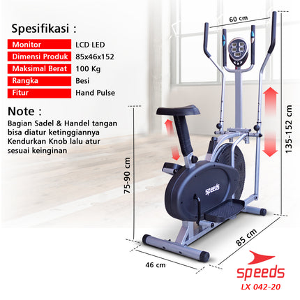 SPEEDS Sepeda Statis Orbitrack Platinum Bike Sepeda Fitness Air Bike Model Baru 042-20