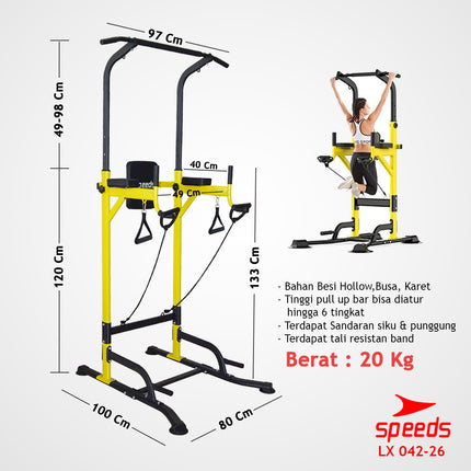 SPEEDS Power Tower Pull Up Bar Chin Up Hanging Bar Home Gym Fitness Equipment Fitness Station 042-26