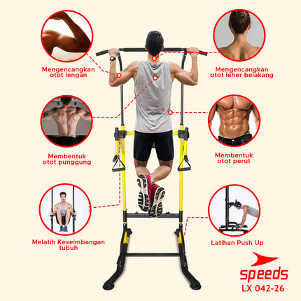 SPEEDS Power Tower Pull Up Bar Chin Up Hanging Bar Home Gym Fitness Equipment Fitness Station 042-26