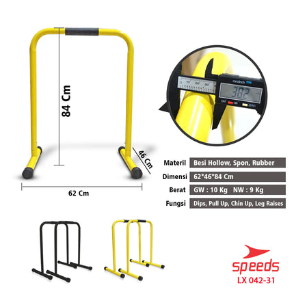 SPEEDS Dip Bar Portable Lebert Equalizer Push Up Bar Training Station Alat Fitness Olahraga 042-31