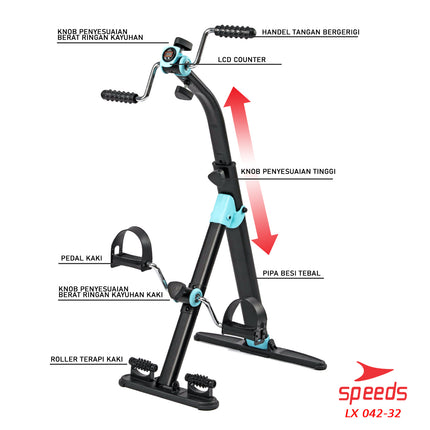 SPEEDS Pedal Exerciser Sepeda Statis Terapi Untuk Kaki dan Tangan Dual Exerciser 042-32