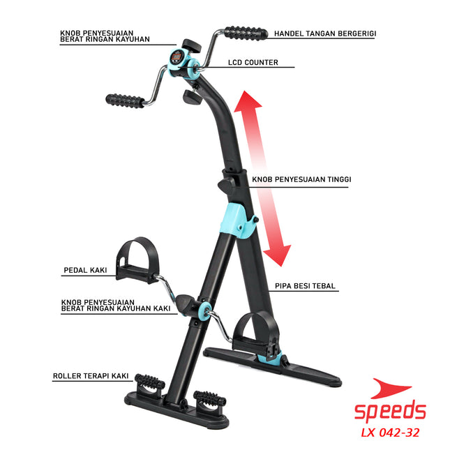 SPEEDS Pedal Exerciser Sepeda Statis Terapi Untuk Kaki dan Tangan Dual Exerciser 042-32