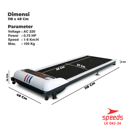 SPEEDS Treadmill Elektrik Walking Pad Treadmill Listrik Alat Gym Olahraga Rumah 042-34