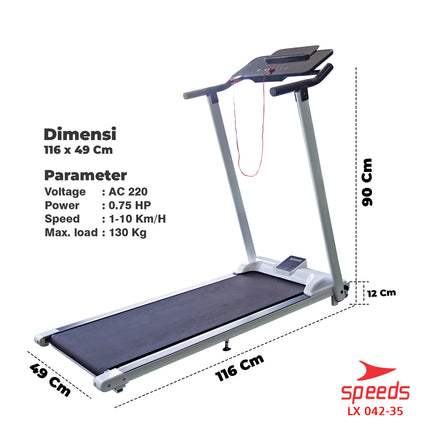 SPEEDS Treadmill Elektrik Lipat Mesin Lari Treadmil Lisrik Olahraga Rumahan 042-35