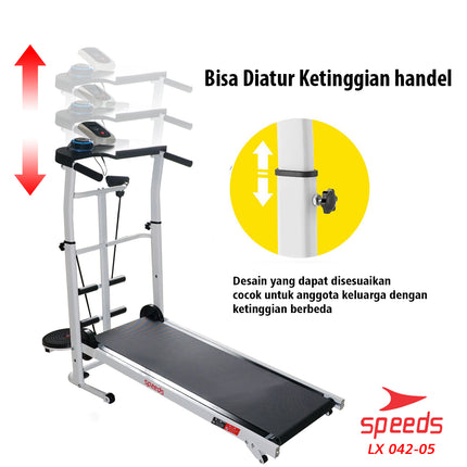 SPEEDS Treadmill Manual MultiFungsi Treadmill Untuk Lari Olahraga 7 in 1 042-5