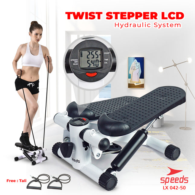 SPEEDS Sport Alat Fitness Olahraga Adjustable Stepper Gym Alat Injak Olahraga Kaki Dilengkapi Layar LCD 042-50