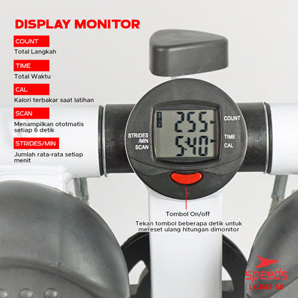 SPEEDS Sport Alat Fitness Olahraga Adjustable Stepper Gym Alat Injak Olahraga Kaki Dilengkapi Layar LCD 042-50
