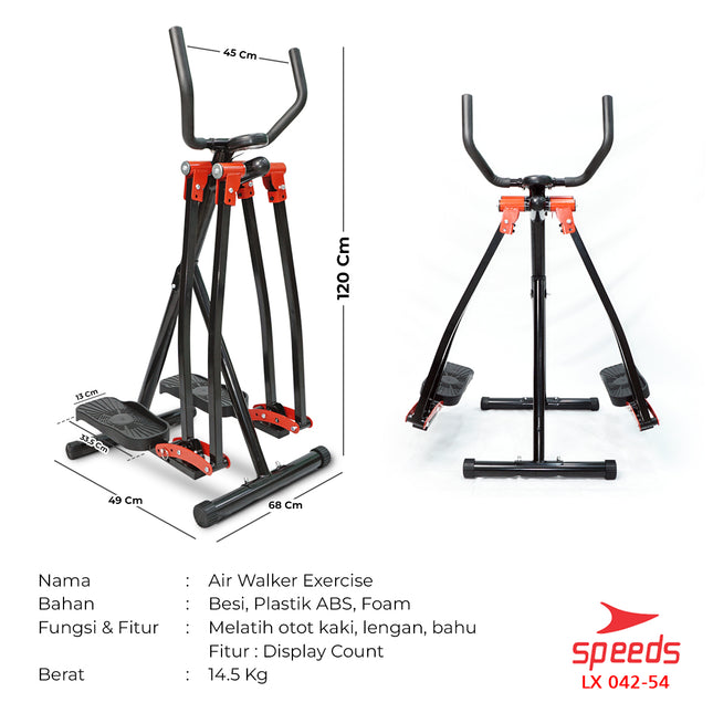 SPEEDS Sport Alat Olahraga Fitness Air Climber Gym Air Walker Olahraga Ayun Kaki Dilengkapi Display Count 042-54