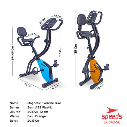 SPEEDS Alat Fitness Kardio Sepeda Statis Dalam Ruangan Magnetic Excerise Bike 042-56