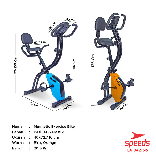 SPEEDS Alat Fitness Kardio Sepeda Statis Dalam Ruangan Magnetic Excerise Bike 042-56