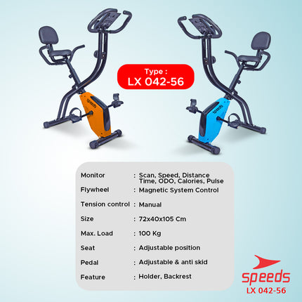 SPEEDS Alat Fitness Kardio Sepeda Statis Dalam Ruangan Magnetic Excerise Bike 042-56