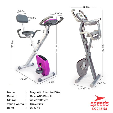 SPEEDS Sport Static Indoor Bike Magnetic Exercise Bike + LCD Screen Fitness Equipment Gym 042-58