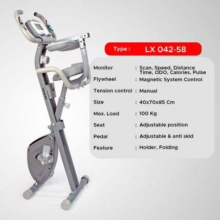 SPEEDS Sport Static Indoor Bike Magnetic Exercise Bike + LCD Screen Fitness Equipment Gym 042-58