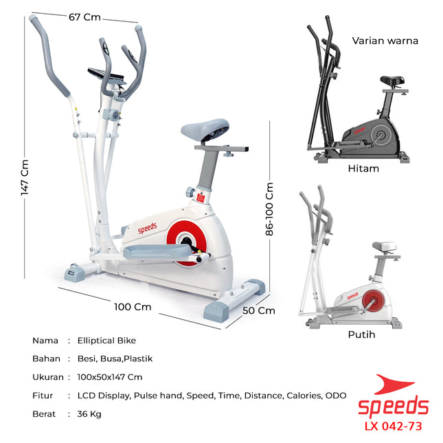 SPEEDS Sport Sepeda Statis Elliptical Bike Sepeda Gym Fitness Magnetic Bike 042-73
