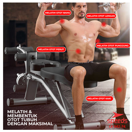 SPEEDS Sport Fitness Bench Multifunctional Gym Exercise Equipment Adjustable Sit-Up Bench Fitness Equipment 042-74