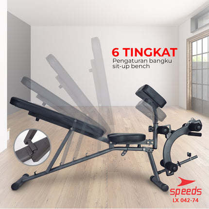 SPEEDS Sport Fitness Bench Multifunctional Gym Exercise Equipment Adjustable Sit-Up Bench Fitness Equipment 042-74