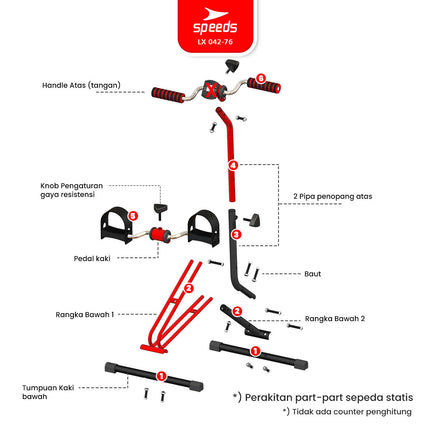 SPEEDS Pedal Exerciser Sepeda Statis Terapi Mini Kaki dan Tangan Dual Exerciser Fisioterapi Stroke 042-76