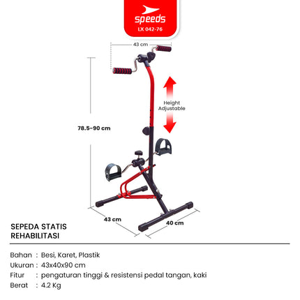 SPEEDS Pedal Exerciser Sepeda Statis Terapi Mini Kaki dan Tangan Dual Exerciser Fisioterapi Stroke 042-76