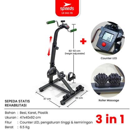 SPEEDS Pedal Exerciser Stationary Bike Therapy for Legs and Hands Dual Exerciser Physiotherapy Stroke 042-78