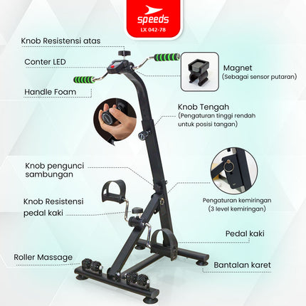 SPEEDS Pedal Exerciser Stationary Bike Therapy for Legs and Hands Dual Exerciser Physiotherapy Stroke 042-78