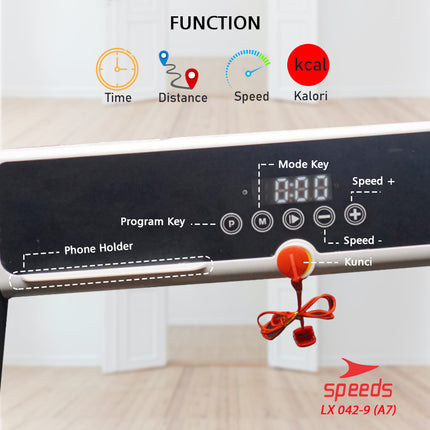 SPEEDS Treadmill Elektrik Tredmil Listrik 2.0 Mesin Lari Alat Olahraga Gym Fitness 042-9