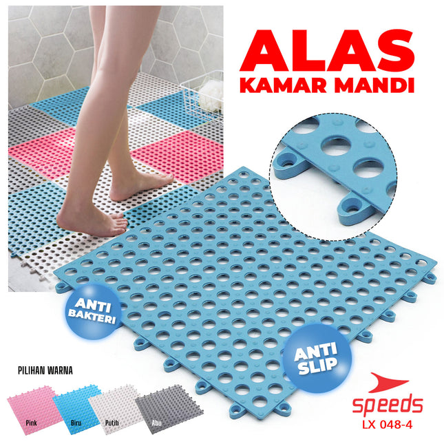 SPEEDS Keset Kaki 30x30cm Bath Mat Keset Kamar Mandi Motif Polkadot Tidak Licin Karpet PVC 048-4