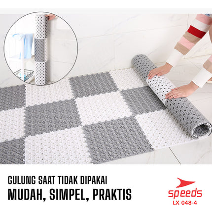 SPEEDS Keset Kaki 30x30cm Bath Mat Keset Kamar Mandi Motif Polkadot Tidak Licin Karpet PVC 048-4