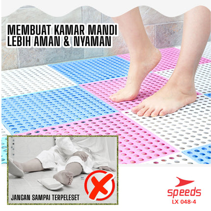 SPEEDS Keset Kaki 30x30cm Bath Mat Keset Kamar Mandi Motif Polkadot Tidak Licin Karpet PVC 048-4