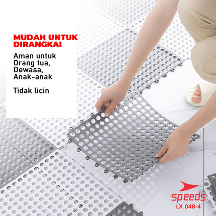 SPEEDS Keset Kaki 30x30cm Bath Mat Keset Kamar Mandi Motif Polkadot Tidak Licin Karpet PVC 048-4