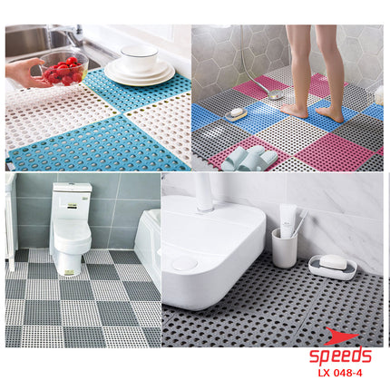 SPEEDS Keset Kaki 30x30cm Bath Mat Keset Kamar Mandi Motif Polkadot Tidak Licin Karpet PVC 048-4