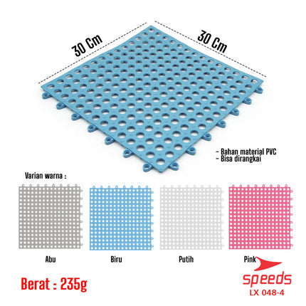 SPEEDS Keset Kaki 30x30cm Bath Mat Keset Kamar Mandi Motif Polkadot Tidak Licin Karpet PVC 048-4