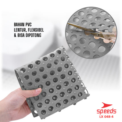 SPEEDS Keset Kaki 30x30cm Bath Mat Keset Kamar Mandi Motif Polkadot Tidak Licin Karpet PVC 048-4