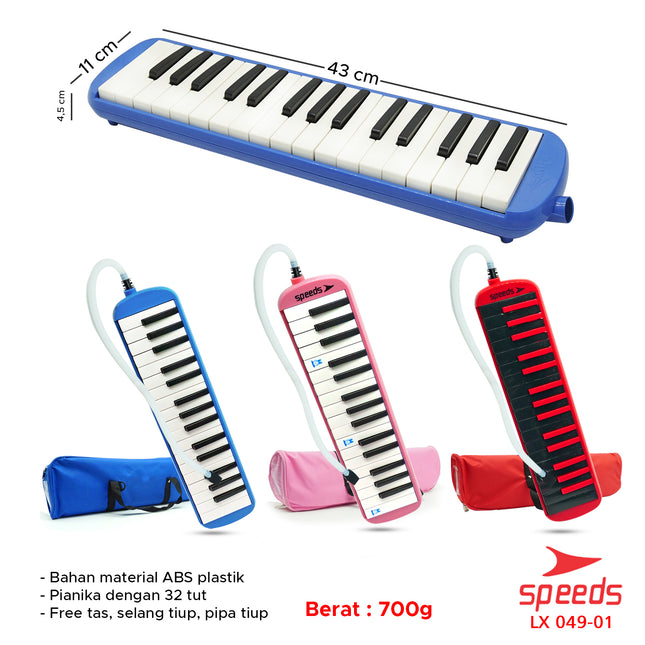 SPEEDS Pianika Mainan  Anak Murah Piano Mini Mainan 3 Warna Dapat Tas Pianika 049-1