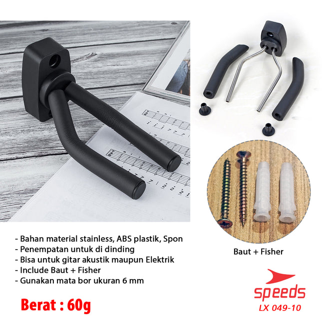 SPEEDS Alat Musik Gantungan Gitar Guitar Hook, Bass, Elektrik, Klasik Praktis Tempel Dinding 049-10