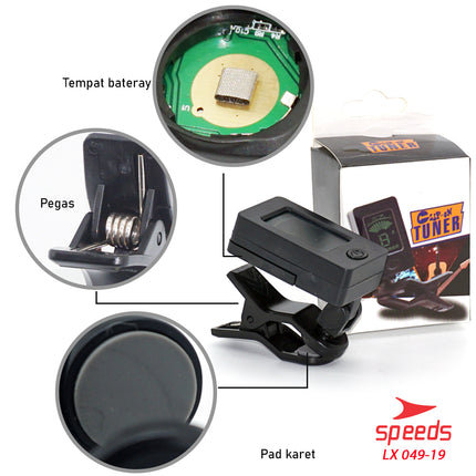 SPEEDS Tuner Gitar Digital Chromatic Clip On Auto Tuner Untuk Guitar 360 Degress Original 049-19