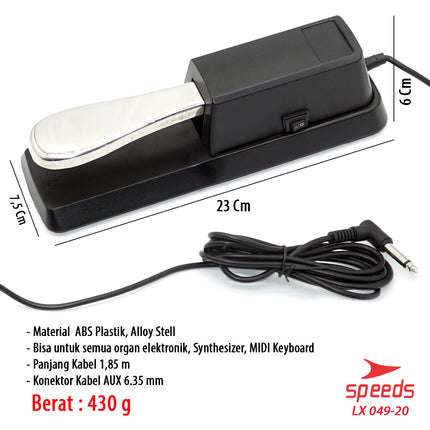 SPEEDS Alat Musik Sustain Pedal Universal Untuk Keyboard Piano Elektrik Synthesizer Digital 049-20