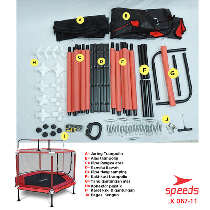 SPEEDS Trampolin Olahraga Trampoline Anak Mainan Lompat Olahraga Fitness 067-11