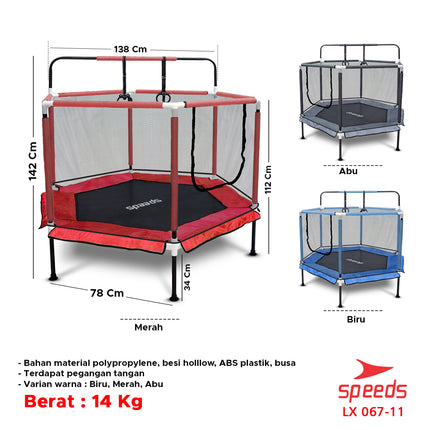 SPEEDS Trampolin Olahraga Trampoline Anak Mainan Lompat Olahraga Fitness 067-11