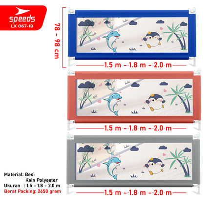 SPEEDS Baby Safety Bed Guard Baby Bedrail Fence Pagar Pengaman Pembatas Kasur Bed Rail Tempat Tidur Ranjang Bayi Balita Anak Bedguard Box 78-98cm Portable 067-18