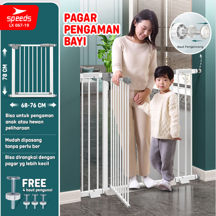 SPEEDS Baby Safety Gate Pagar Pintu Bayi Pagar Pengaman Bayi Pembatas Bayi Anak Tangga Dapur Kamar Mandi Safe Gate 180 Derajat 067-19