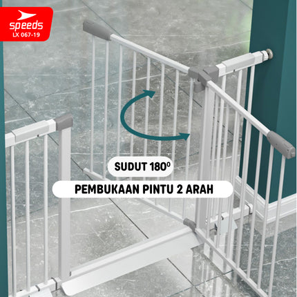 SPEEDS Baby Safety Gate Pagar Pintu Bayi Pagar Pengaman Bayi Pembatas Bayi Anak Tangga Dapur Kamar Mandi Safe Gate 180 Derajat 067-19