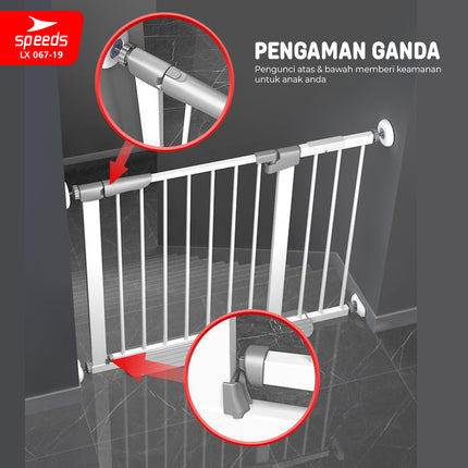 SPEEDS Baby Safety Gate Pagar Pintu Bayi Pagar Pengaman Bayi Pembatas Bayi Anak Tangga Dapur Kamar Mandi Safe Gate 180 Derajat 067-19