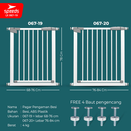 SPEEDS Baby Safety Gate Pagar Pintu Bayi Pagar Pengaman Bayi Pembatas Bayi Anak Tangga Dapur Kamar Mandi Safe Gate 180 Derajat 067-19