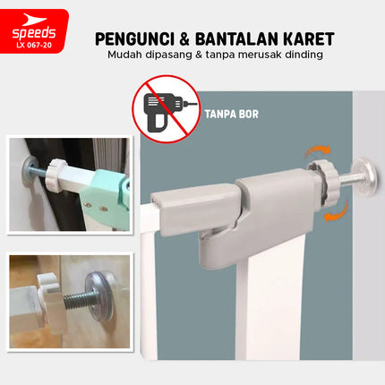 SPEEDS Baby Safety Gate Pagar Pintu Bayi Pagar Pengaman Bayi Pembatas Bayi Anak Tangga Dapur Kamar Mandi Safe Gate Keluarga 067-20