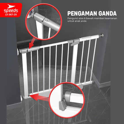 SPEEDS Baby Safety Gate Pagar Pintu Bayi Pagar Pengaman Bayi Pembatas Bayi Anak Tangga Dapur Kamar Mandi Safe Gate Keluarga 067-20