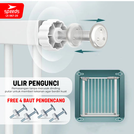 SPEEDS Baby Safety Gate Pagar Pintu Bayi Pagar Pengaman Bayi Pembatas Bayi Anak Tangga Dapur Kamar Mandi Safe Gate Keluarga 067-20
