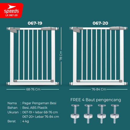 SPEEDS Baby Safety Gate Pagar Pintu Bayi Pagar Pengaman Bayi Pembatas Bayi Anak Tangga Dapur Kamar Mandi Safe Gate Keluarga 067-20