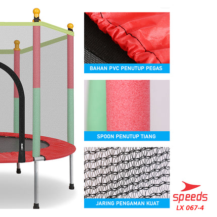 SPEEDS Trampoline Trampolin Speeds 55" 140cm Lompat Trampolin Jump Matras Fitness 067-4