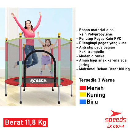 SPEEDS Trampoline Trampolin Speeds 55" 140cm Lompat Trampolin Jump Matras Fitness 067-4